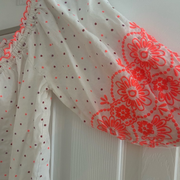 Sezane Women's Off-Shoulder White and Pink Top - Picture 6 of 6